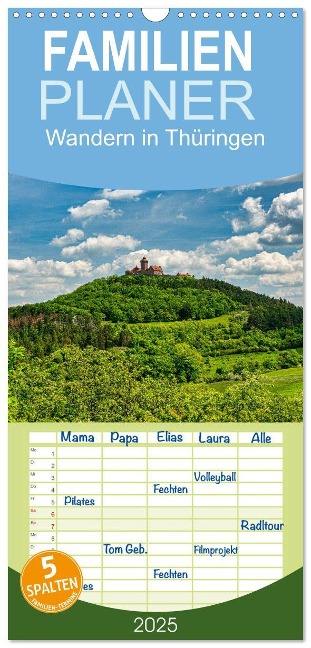 Familienplaner 2025 - Wandern in Thüringen mit 5 Spalten (Wandkalender, 21 x 45 cm) CALVENDO - Michael Stollmann