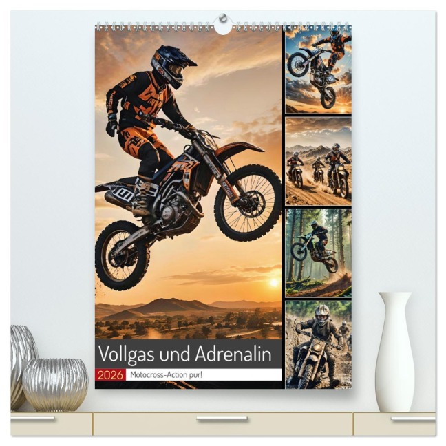 Vollgas und Adrenalin - Motocross-Action pur! (hochwertiger Premium Wandkalender 2026 DIN A2 hoch), Kunstdruck in Hochglanz - Andreas Spreider