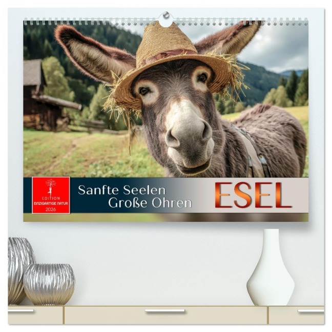Esel - sanfte Seelen, große Ohren (hochwertiger Premium Wandkalender 2026 DIN A2 quer), Kunstdruck in Hochglanz - Roder Roder