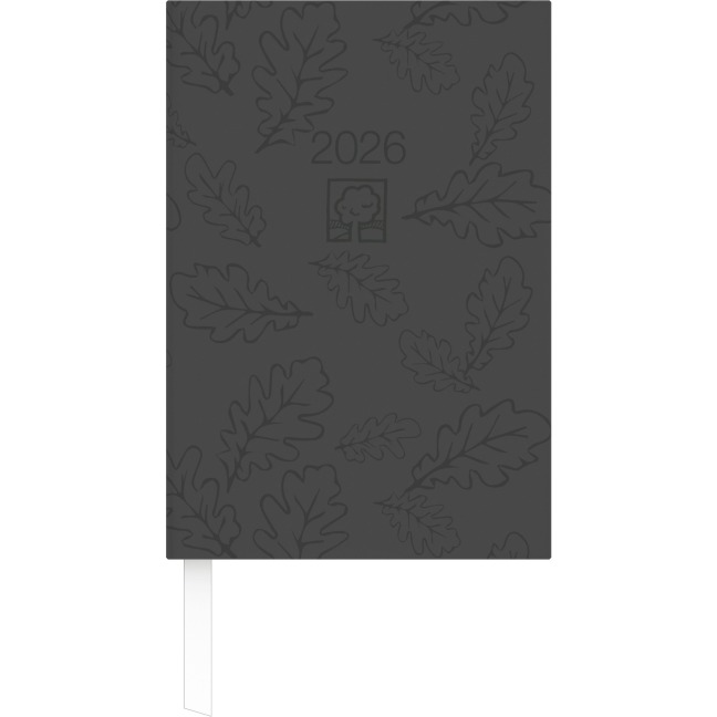 Wochenbuch anthrazit 2026 - Bürokalender 14,6x21 cm - 1 Woche auf 2 Seiten - 128 Seiten - Notizbuch - Blauer Engel - 766-0721 - 