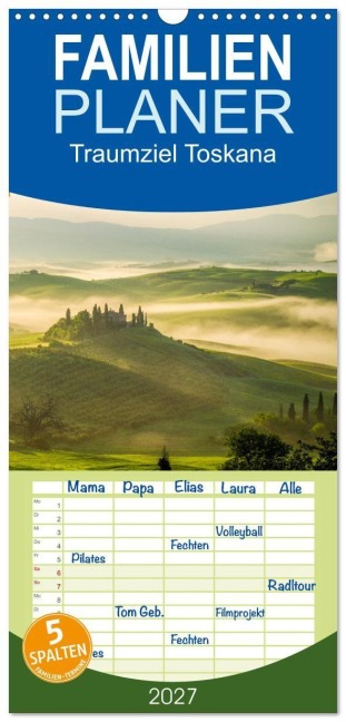 Familienplaner 2027 - Traumziel Toskana mit 5 Spalten (Wandkalender, 21 x 45 cm) CALVENDO - M. Scott