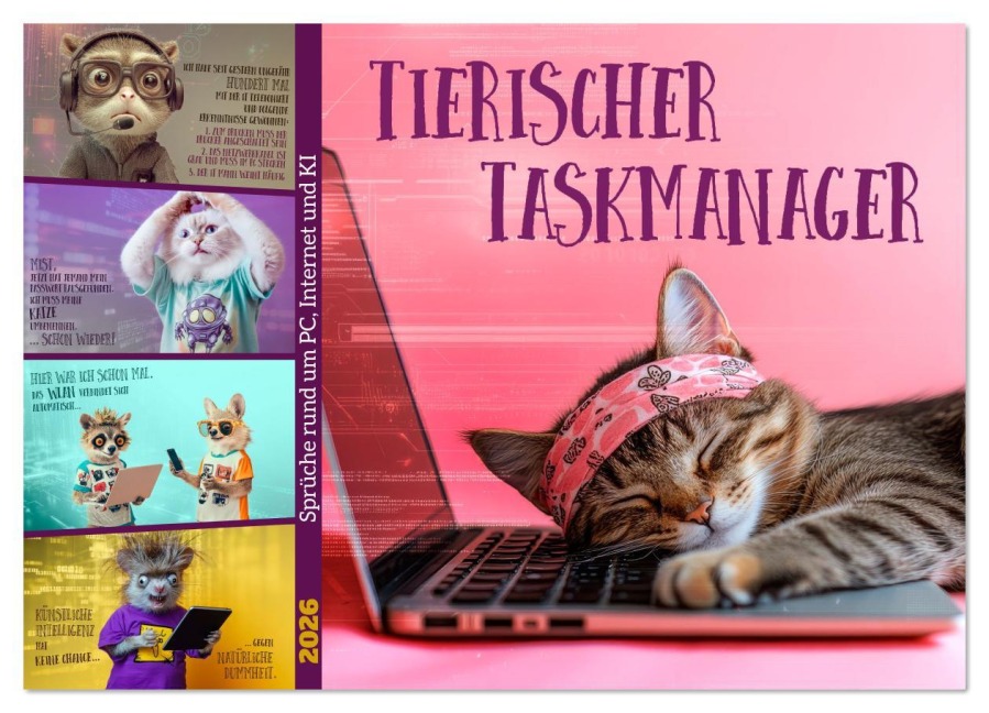 Tierischer Taskmanager (Wandkalender 2026 DIN A2 quer), CALVENDO Monatskalender - Melanie Viola