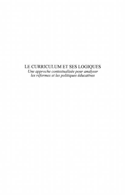 Le curriculum et ses logiques - Collectif