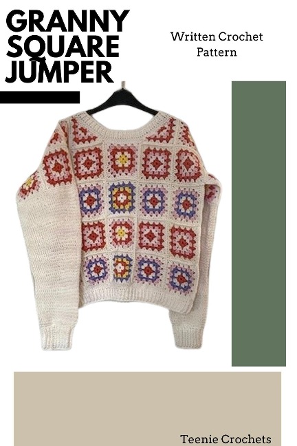Granny Square Jumper - Written Crochet Pattern - Teenie Crochets