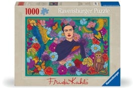 Cover-Bild zum Titel 'Erwachsenenpuzzle 1000 Teile - Frida Kahlo's Paradies: Papageien, Affen und Blüten' von ''