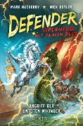 Cover-Bild zum Titel 'Defender - Superheld mit blauem Blut 2. Angriff der untoten Wikinger' von 'Mark Huckerby, Nick Ostler'