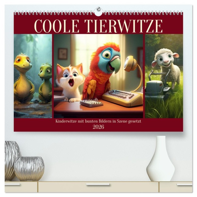 Coole Tierwitze (hochwertiger Premium Wandkalender 2026 DIN A2 quer), Kunstdruck in Hochglanz - Sabine Löwer
