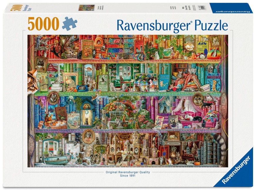 Erwachsenenpuzzle 5000 Teile - Aimee Stewart: Bibliothek der Katzen - 
