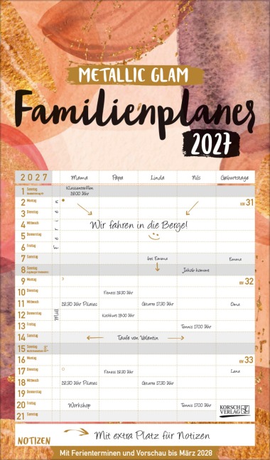 Familienplaner Metallic Glam 2027 - 