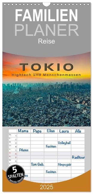 Familienplaner 2025 - Tokio - Hightech und Menschenmassen mit 5 Spalten (Wandkalender, 21 x 45 cm) CALVENDO - Peter Roder