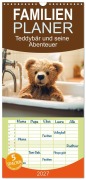 Cover-Bild zum Titel 'Familienplaner 2027 - Teddybär und seine Abenteuer mit 5 Spalten (Wandkalender, 21 x 45 cm) CALVENDO' von 'Dirk Meutzner'