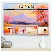 Japan. Eine künstlerische Reise im Aquarellstil (hochwertiger Premium Wandkalender 2026 DIN A2 quer), Kunstdruck in Hochglanz - Rose Hurley