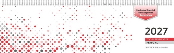 Cover-Bild zum Titel 'Tischquerkalender 1W/2S PERFO XL rot 2027' von ''