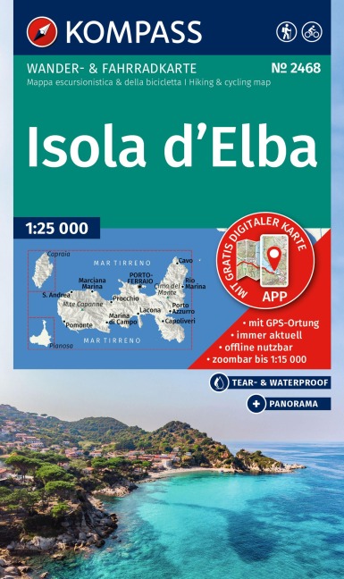 KOMPASS Wanderkarte 2468 Isola d' Elba 1:25.000 - 