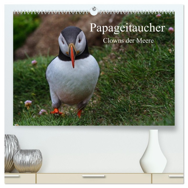 Papageitaucher Clowns der Meere (hochwertiger Premium Wandkalender 2026 DIN A2 quer), Kunstdruck in Hochglanz - Leon Uppena