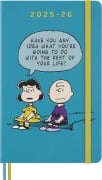 Moleskine 18 Monate Peanuts Charlie & Lucy Wochen Notizkalender 2025/2026, L/A5, 1 Wo = 1 Seite, fester Einband, Riffblau - 