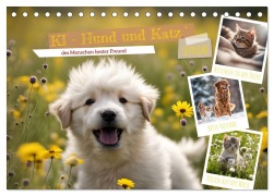 KI - Hund und Katz `des Menschen bester Freund (Tischkalender 2026 DIN A5 quer), CALVENDO Monatskalender - Claudia Schimmack