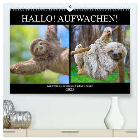 Hallo! Aufwachen! Kann bitte mal jemand das Faultier wecken? (hochwertiger Premium Wandkalender 2025 DIN A2 quer), Kunstdruck in Hochglanz - Rose Hurley