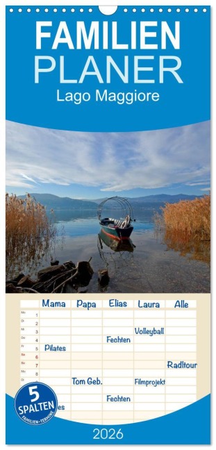 Familienplaner 2026 - Lago Maggiore mit 5 Spalten (Wandkalender, 21 x 45 cm) CALVENDO - Joana Kruse
