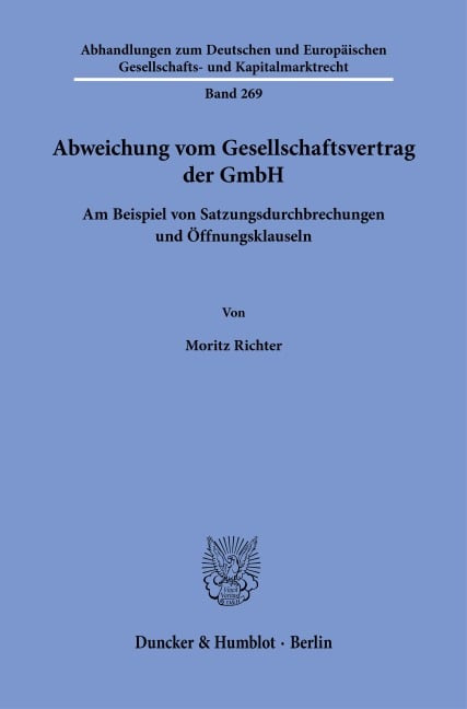Abweichung vom Gesellschaftsvertrag der GmbH - Moritz Richter