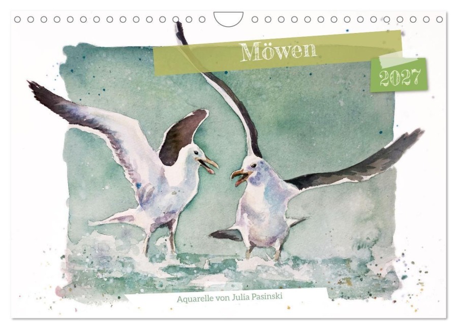 Möwen - Aquarelle von Julia Pasinski (Wandkalender 2027 DIN A4 quer), CALVENDO Monatskalender - Julia Pasinski