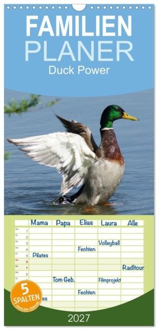Familienplaner 2027 - Duck Power mit 5 Spalten (Wandkalender, 21 x 45 cm) CALVENDO - Kattobello