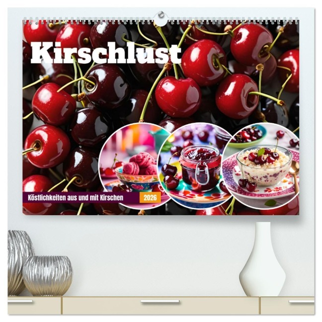 Kirschlust - Köstlichkeiten aus und mit Kirschen (hochwertiger Premium Wandkalender 2026 DIN A2 quer), Kunstdruck in Hochglanz - Fred Schimak