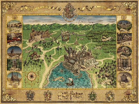 Erwachsenenpuzzle 1500 Teile - Harry Potter - Hogwarts Karte - 