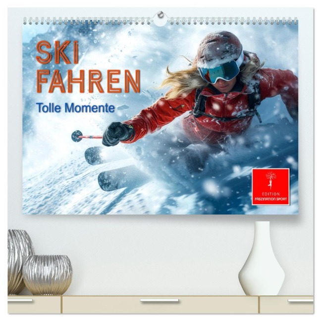 Skifahren - tolle Momente (hochwertiger Premium Wandkalender 2026 DIN A2 quer), Kunstdruck in Hochglanz - Peter Roder