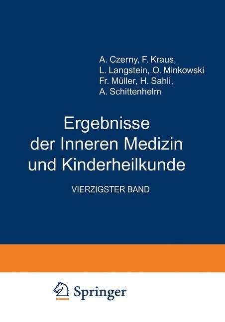 Ergebnisse der Inneren Medizin und Kinderheilkunde - L. Langstein, A. Schittenhelm
