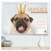 Cover-Bild zum Titel 'Mopsala: Vom Glück, ein Mops zu sein (hochwertiger Premium Wandkalender 2026 DIN A2 quer), Kunstdruck in Hochglanz' von 'Calvendo Calvendo'