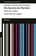 Cover-Bild zum Titel 'Die Sprache der Rechten. Wie sie reden und was sie sagen. [Was bedeutet das alles?]' von 'Heidrun Deborah Kämper'
