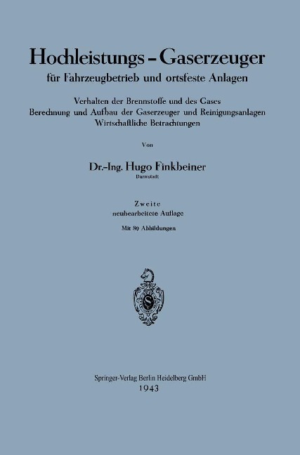 Hochleistungs-Gaserzeuger für Fahrzeugbetrieb und ortsfeste Anlagen - Hugo Finkbeiner