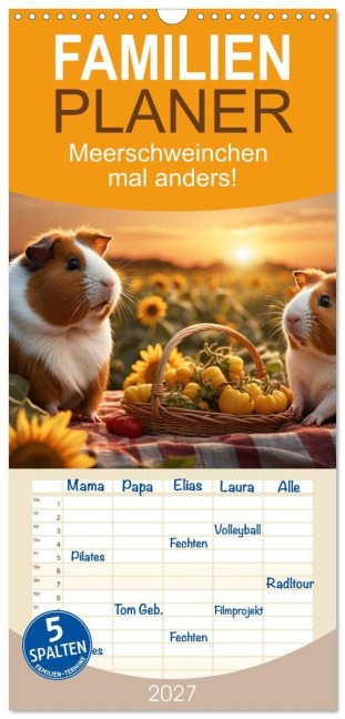 Familienplaner 2027 - Meerschweinchen mal anders! mit 5 Spalten (Wandkalender, 21 x 45 cm) CALVENDO - Heidi Spiegler