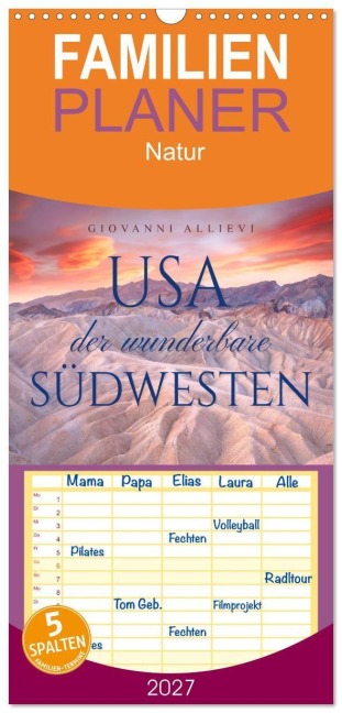 Familienplaner 2027 - USA Der wunderbare Südwesten mit 5 Spalten (Wandkalender, 21 x 45 cm) CALVENDO - Giovanni Allievi