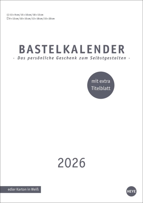 Premium-Bastelkalender weiß A4 2026 - 