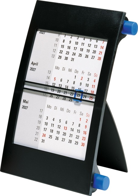 rido/idé 7038000307 3-Monats-Tischkalender 2027 90×120 mm, blau/schwarz - 