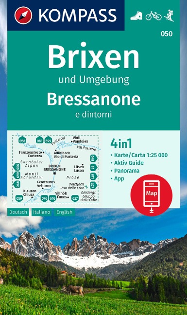 KOMPASS Wanderkarte 050 Brixen und Umgebung / Bressanone e dintorni 1:25.000 - 