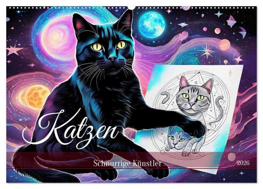 Katzen Schnurrige Künstler (Wandkalender 2026 DIN A2 quer), CALVENDO Monatskalender - Dusanka Djeric