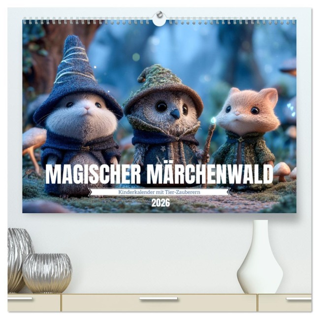 Magischer Märchenwald - Kinderkalender mit Tier-Zauberern (hochwertiger Premium Wandkalender 2026 DIN A2 quer), Kunstdruck in Hochglanz - Mb Fotografie
