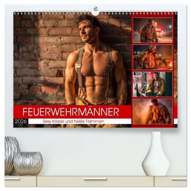 Feuerwehrmänner - Sexy Körper und heiße Flammen (hochwertiger Premium Wandkalender 2026 DIN A2 quer), Kunstdruck in Hochglanz - Mb Fotografie