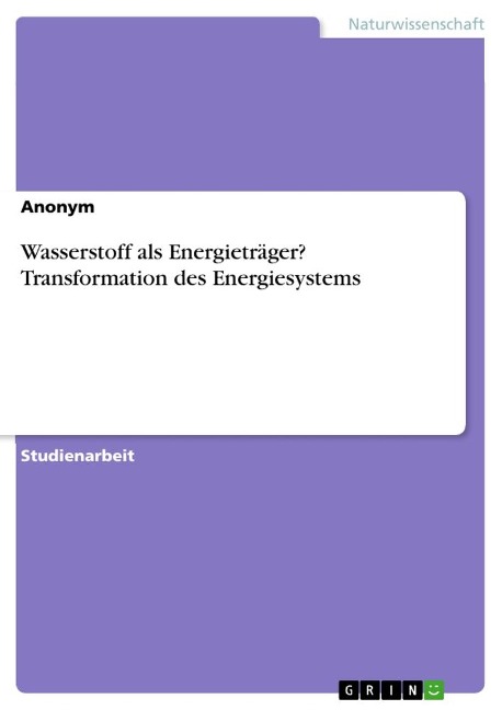 Wasserstoff als Energieträger? Transformation des Energiesystems - Anonymous