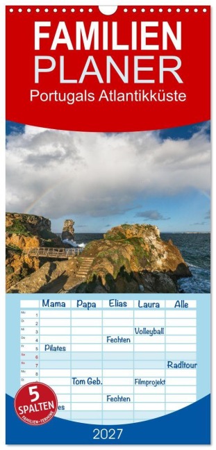Familienplaner 2027 - Portugals Atlantikküste mit 5 Spalten (Wandkalender, 21 x 45 cm) CALVENDO - Katja Jentschura