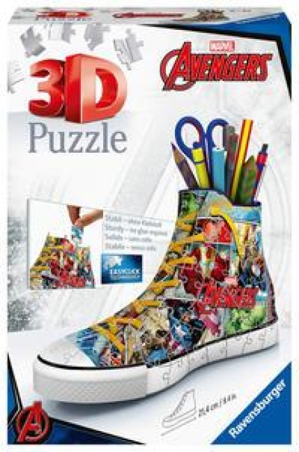Ravensburger 3D Puzzle 12113 - Sneaker Avengers - 108 Teile - praktischer Stiftehalter im Marvel Avengers Design ab 8 Jahren - 