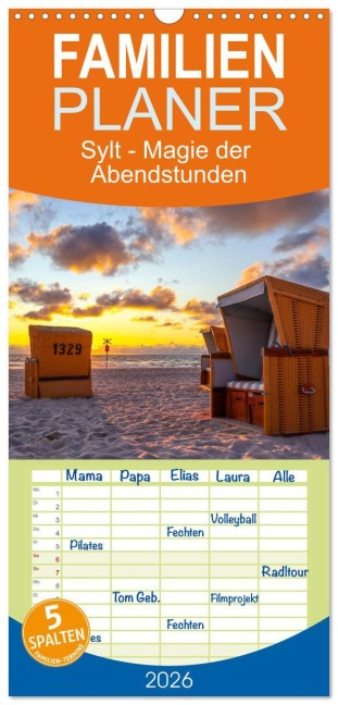 Familienplaner 2026 - Sylt - Magie der Abendstunden mit 5 Spalten (Wandkalender, 21 x 45 cm) CALVENDO - Anne Fritzenwanker