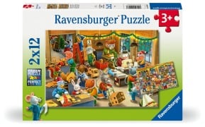 Cover-Bild zum Titel 'Kinderpuzzle 2x12 Teile - Weihnachtswerkstatt' von ''