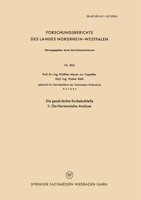 Die geschränkte Kurbelschleife - Walther Meyer Capellen