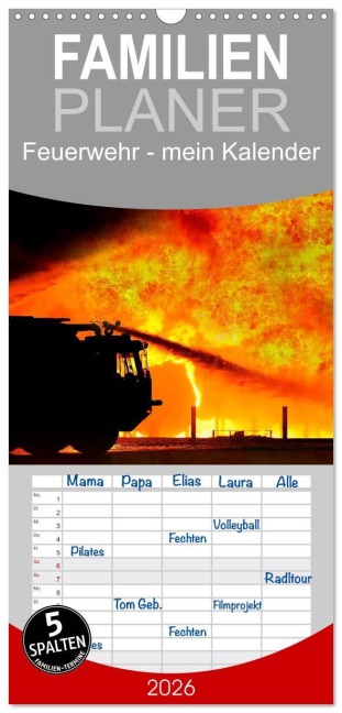 Familienplaner 2026 - Feuerwehr - mein Kalender mit 5 Spalten (Wandkalender, 21 x 45 cm) CALVENDO - Peter Roder