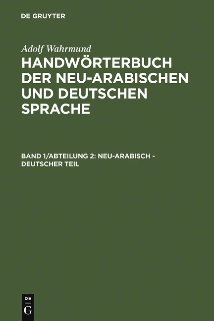 Neu-arabisch - deutscher Teil - Adolf Wahrmund