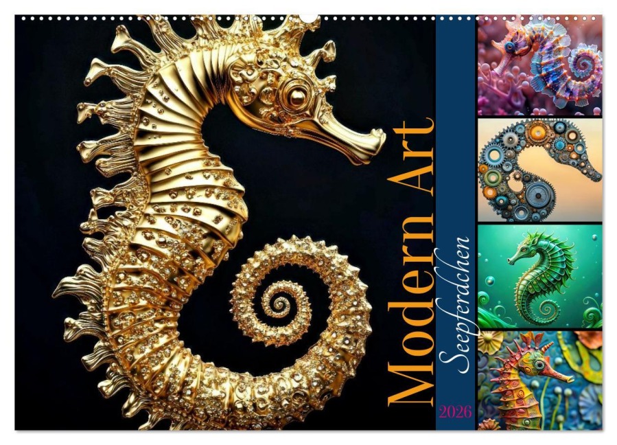 Seepferdchen - Modern Art (Wandkalender 2026 DIN A2 quer), CALVENDO Monatskalender - Susan Michel